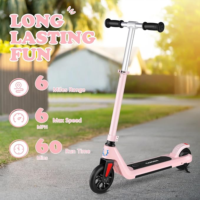 Caroma Electric Scooter for Kids Ages 6-14, 120W Motor & 15 Mph, 85 Mins Ride Time, Adjustable Height & Speed, LED Display, Kids Electric Scooter, Best Gifts for Boys & Girls