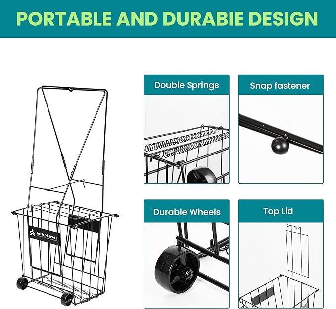 Tennis Ball Hopper, Portable Pickleball Ball Basket for Pickup, Storage & Training (Large)