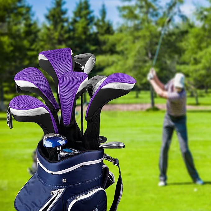 Andux 5pcs/Set Mesh Golf 460cc Driver Fairway Wood Club Head Covers Long Neck with No. Tags