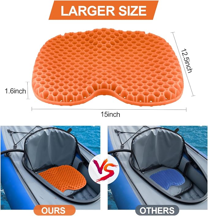 Anti Slip Kayak Seat Cushion,Thick Waterproof Seat Cushion Kayak Gel Seat Pad With Non-Slip Cover For Sit In Kayak Inflatable Kayak Canoe & Boat Kayak Accessories For Fishing Water Sports Outdoors