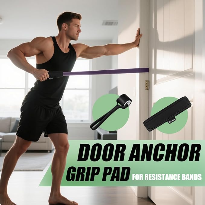 WHATAFIT Resistance Bands,Pull Up Assist Bands Set with Handles, Exercise & Workout Bands with Door Anchor for Men & Women – Home Fitness Equipment for Strength Training, Stretching