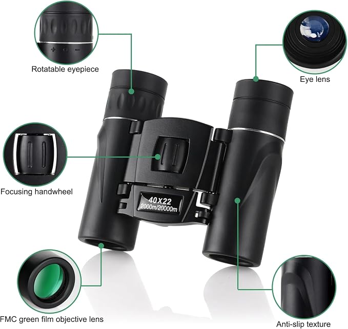 Binoculars with Compass 7 in 1 Survival Paracord Bracelet, Fire Starter, Compass, Whistle, Outdoor Ultimate Tactical Gift for Kids, Men, Scouts Gift for Him/Her, Spyglass, Birthday Gift