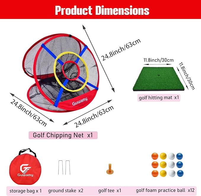 Pop Up 3-in-1 Golf Chipping Net – Circular Design for Relaxed Training, 3 Modes for Precision & Distance, Ideal Indoor/Outdoor Practice Kit, Golfer Gift