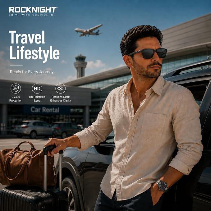 ROCKNIGHT Polarized Driving Sunglasses with Spring Hinges