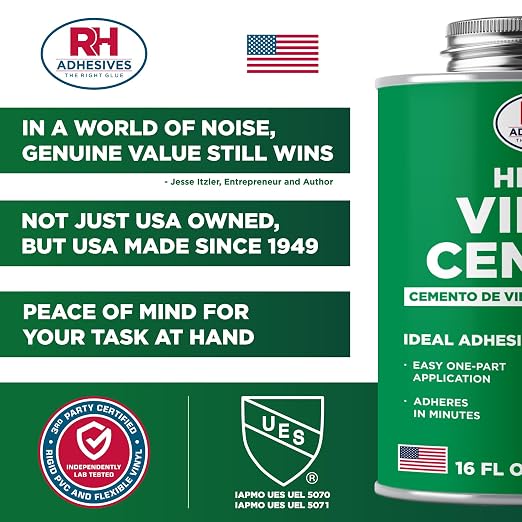 HH-66 Vinyl Cement 16 oz - Vinyl Adhesive, Cement Glue, Industrial Contact Cement for PVC & Vinyl Repair - Waterproof Flexible Vinyl Glue for Tarps, Pool Liners, Inflatables & Marine – RH Adhesives