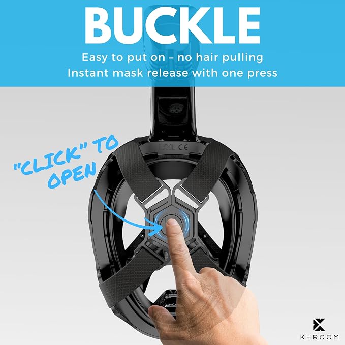 Khroom Pro Plus First Full Face Snorkel Mask for Adults with Nose Pocket for Pressure Equalizing | Snorkeling Gear / Snorkeling Mask for Adults | CO2-Safe Diving Mask with Dry Top System