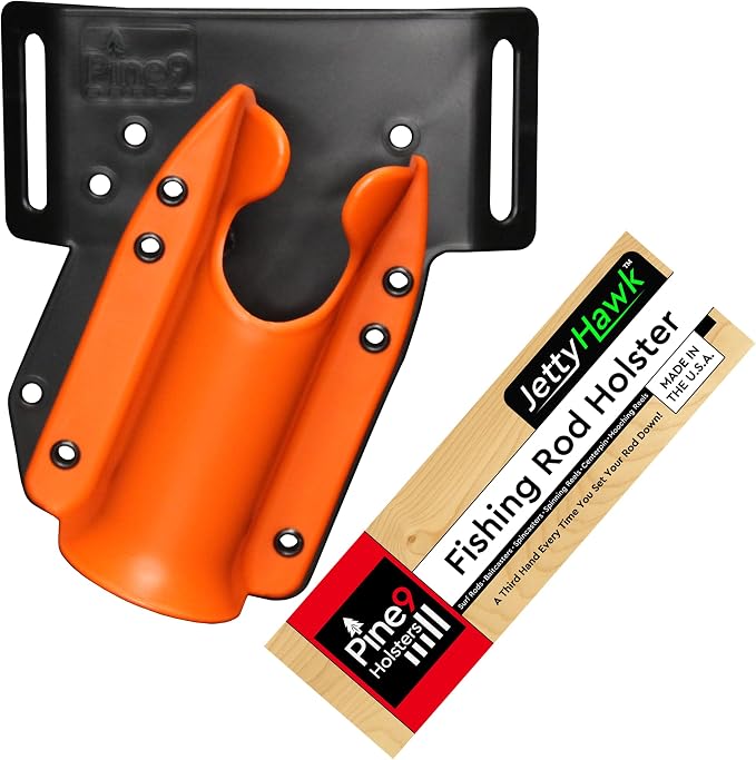 JettyHawk Fishing Rod Hip Holster, Hands-Free Quick-Draw Holder, Fits 1.5-2" Pole, for Spinning, Baitcaster, Centerpin & Surf Rods, Wading & MOLLE Belts
