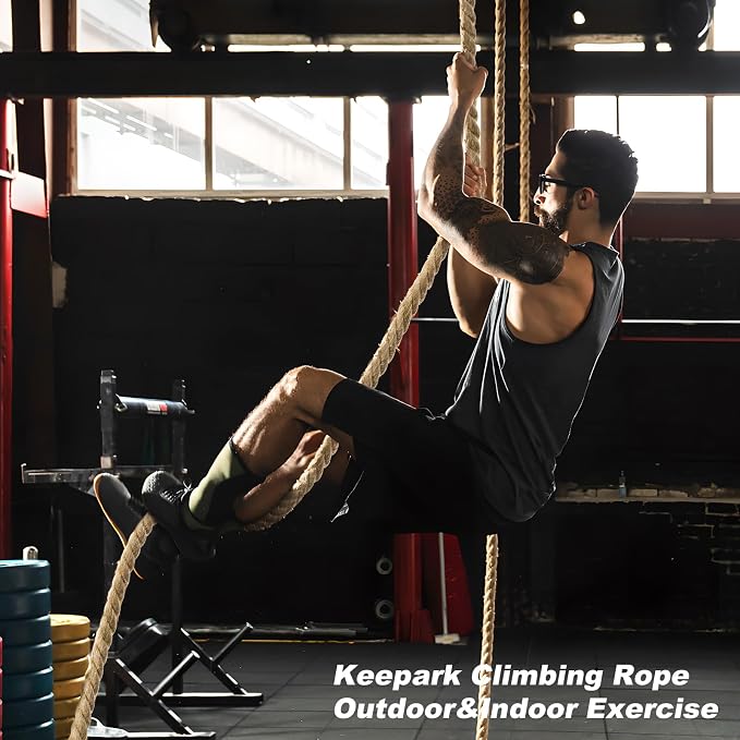 Climbing Rope Gym Exercise Ropes - 1.5 Inch Diameter 10FT 15FT 20FT 25FT 30FT 35FT 40FT 50FT Climb Rope for Fitness & Strength Training, Workout Climbing Rope for Adults Kids Home Indoor or Outdoor