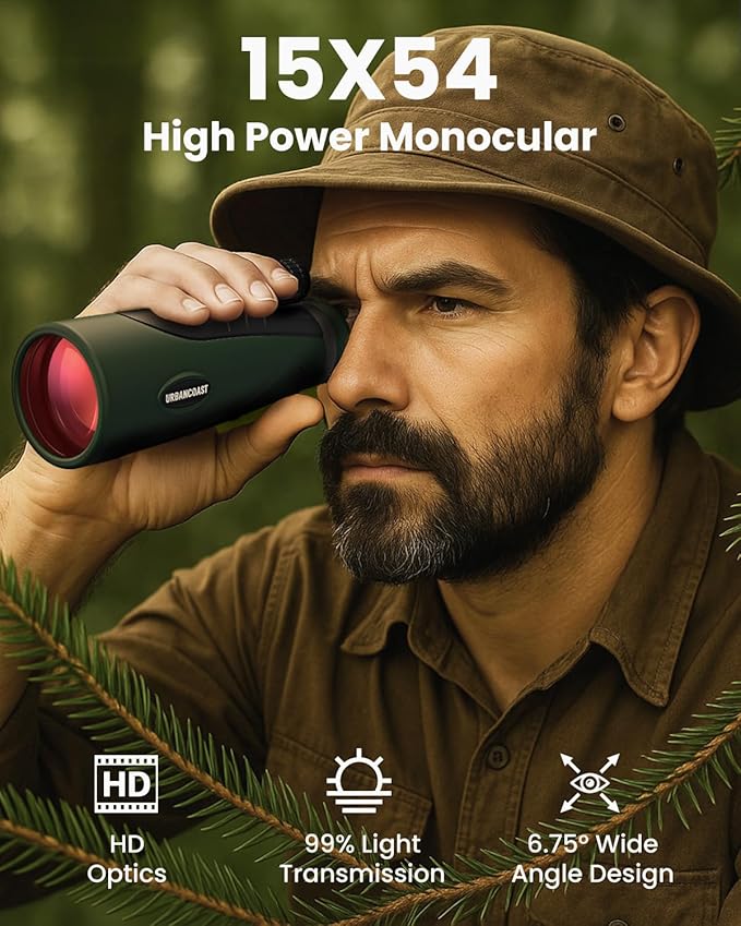 15x54 HD Monoculars for Adults High Powered, Waterproof Telescope with BAK4 Prism & FMC Lens, Monocular for Bird Watching, Hunting, Hiking, Camping, Sports