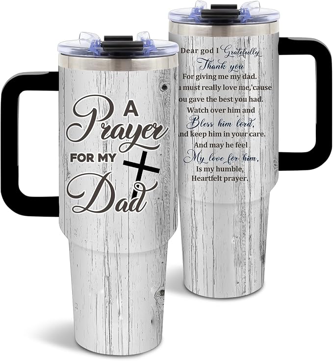 DUUV Christian Gifts for Men, Christian Tumbler 40 Oz, Birthday Religious Gifts for Your Dad from Son Daughter, Spiritual Bible Verse Catholic Gift for Men Dad, to My Dads Tumbler, 1PCS