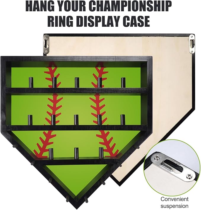 Championship Ring Display Case Baseball Softball Ring Holder (Dark Brown)