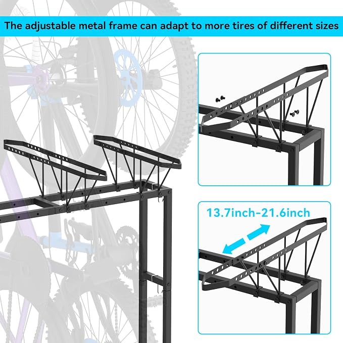 YBING Freestanding Bike Rrack Garage - 4 Bikes Vertical Bike Storage Stand, Floor Stand Bike Racks for Home and Garage Organizer, Indoor, Outdoor