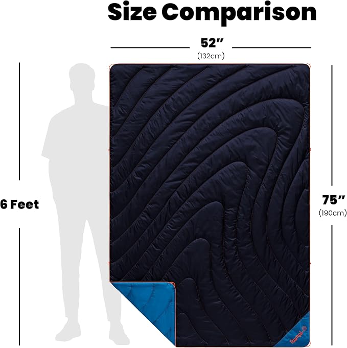 Rumpl Original Puffy 1-Person Blanket for Camping and Outdoors, Midnight Blue