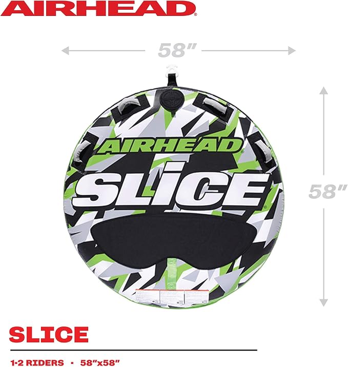 Airhead Slice Towable 2-4 Rider Models, Tube for Boating and Water Sports, Heavy Duty Full Nylon Cover with Zipper, EVA Foam Pads, and Patented Speed Safety Valve for Easy Inflating & Deflating