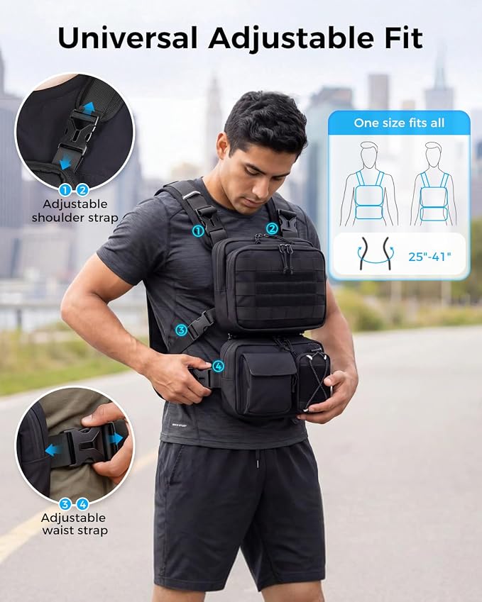 Blue Quartz 3-in-1 Running Vest with 2L Water Bladder, Lightweight Tactical Hydration Backpack with Detachable Waist Pack, Reflective Chest Pack for Hiking Running Cycling Race for Women Men