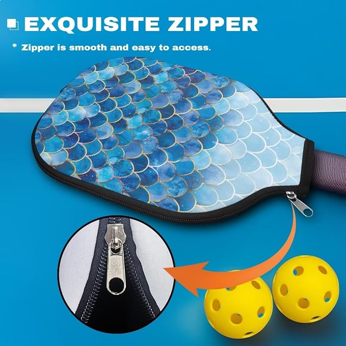 Pickleball Paddle Covers, Fits Standard Pickleball Racquets, Durable Zippered Paddle Cover Universal 8.6 x 11.4Inch
