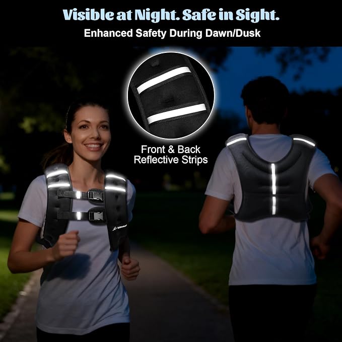 Weighted Vest Weight Vest for Men Women Kids Weights Included with Reflective Stripe, Body Weight Vests Adjustable for Running, Workout, Jogging, Walking