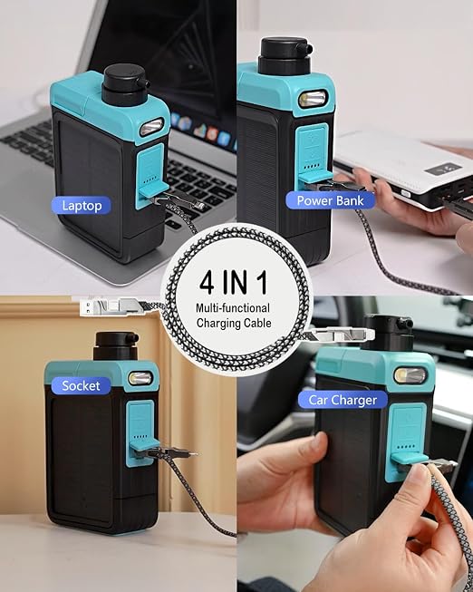 BKLES 3-in-1 Solar Electric Water Filter with Hand Pump - Camping Water Filtration System Survival, Portable Water Purifier with Emergency Light, Survival Kit for Backpacking, Gifts for Father's Day