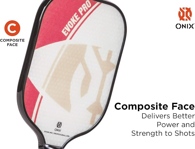 Onix Evoke Pro Composite Face Incredible Touch Maximum Control and Spin Pickleball Paddle – Polypropylene Honeycomb Core with Protective Edge Guard Widebody Shape