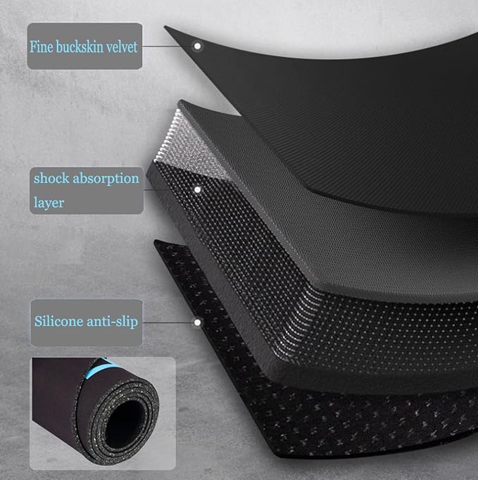 Non-Slip Workout Mat for Ab Roller Wheel, Exercise Mat with Storage Bag, 7mm Extra Thick Exercise Equipment Yoga Floor Mats Home & Gym Sound Insulation Protection Pads