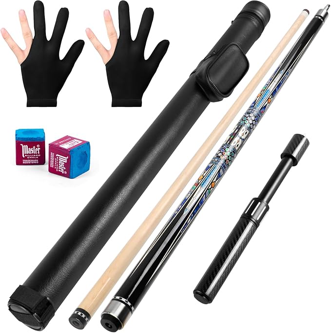 Kmise Professional Pool Cue Stick, 18 19 20oz Canadian Maple Cue Sticks, Low Deflection Shaft with Telescopic Extension Cue