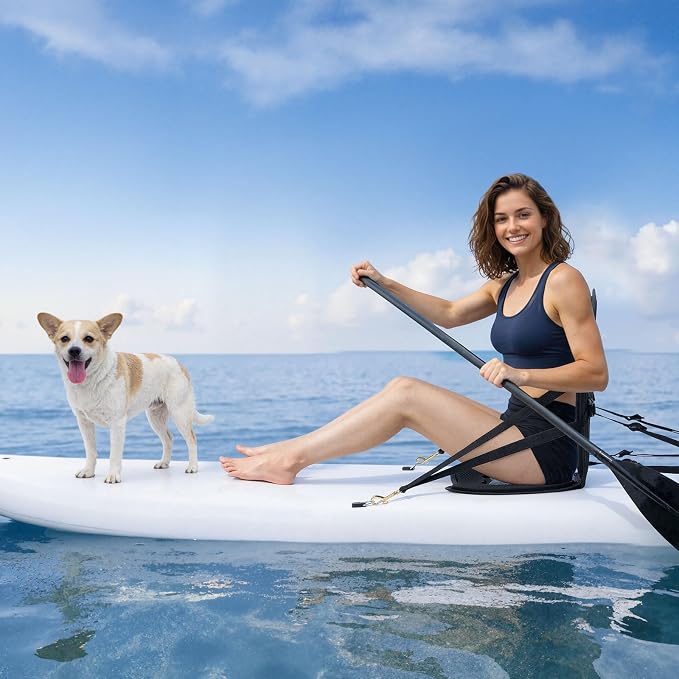 VEVOR Kayak Seat, Universal Paddle Board Seat with Adjustable Back Support, Multiple Thickness Options (0.5” to 2.6”), Soft Padded Cushion & Storage Bag for SUP, Canoe, Fishing Boat, Inflatable Kayak