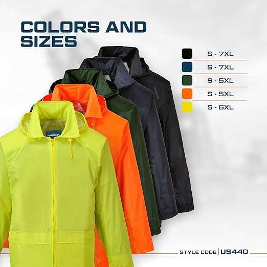 Portwest Classic Rain Jacket - US440, Black, 7XL