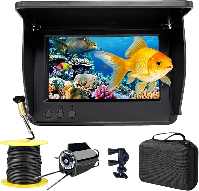 5" Underwater Fishing Camera 98ft Cable, Portable Fish Finder with Camera, Night Vision Ice Fishing Camera, Waterproof Fish Camera for Boat, Kayak & Lake Fishing, Easy to Use for Beginners