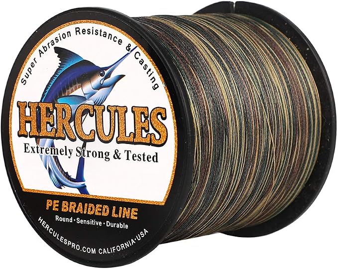 HERCULES Cost-Effective Super Cast 8 Strands Braided Fishing Line 10LB to 300LB Test for Salt-Water,109/328/547/1094 Yards(100M/300M/500M/1000M),Diam.#0.12MM-1.2MM,Hi-Grade Performance,Variety Colors