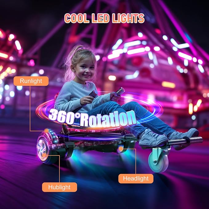 LIEAGLE Hoverboard, 6.5" Self Balancing Scooter Hover Board with Bluetooth Wheels LED Lights for Kids Adults