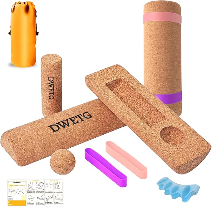 Premium Cork Balance Board for Foot Recovery & Mobility, Professional Foot Strengthening & Balance Training Kit for Plantar Fasciitis Relief, Physical Therapy & Stability