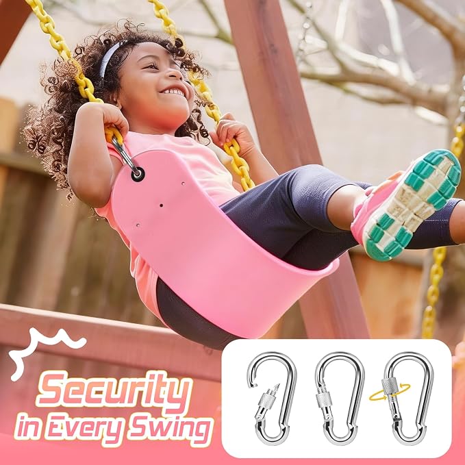 SEKKVY Swing Seats with 66" Heavy Duty Chains, Swing Set Accessories Replacement with Snap Hooks, Toddler Swings Supports 250 lbs for Outdoor Backyard Playground, Indoor Swing for Kids, Pink 1 Pack