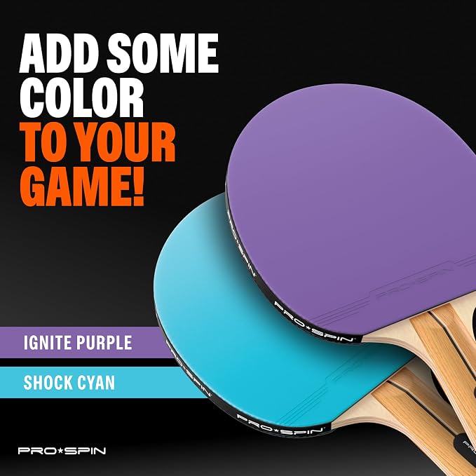 PRO-SPIN Ping Pong Paddles - High-Performance Set with Premium Table Tennis Rackets, 3-Star Ping Pong Balls, Compact Storage Case | Professional Quality Ping Pong Paddle Set | Indoor & Outdoor Games