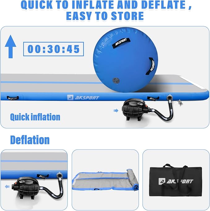AKSPORT Air Roller Gymnastics Air Barrel for Backbends and Back Handsprings Exercise Training with Electric Air Pump for Home Use/Yoga/Cheerleading/Tumbling/Back Walkovers