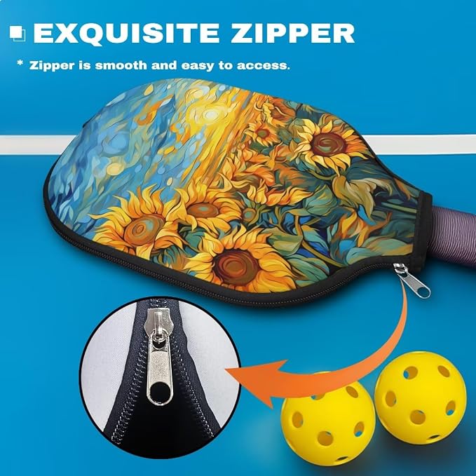 Pickleball Paddle Covers Only for Men and Women Zipper Closure Protection and Decoration