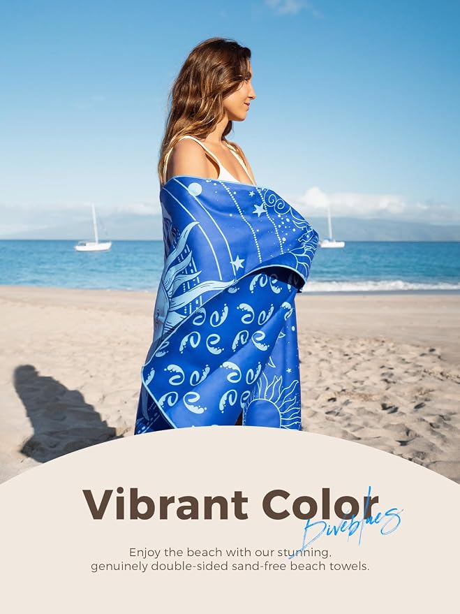 Diveblues Microfiber Beach Towel, Sand Free Travel Towels, Oversize Large 79" x 57" Lightweight Towel, Quick Dry, SuperAbsorbent, for Camping, Pool, Gym, Yoga, Women Men Kids Beach Essentials Gift