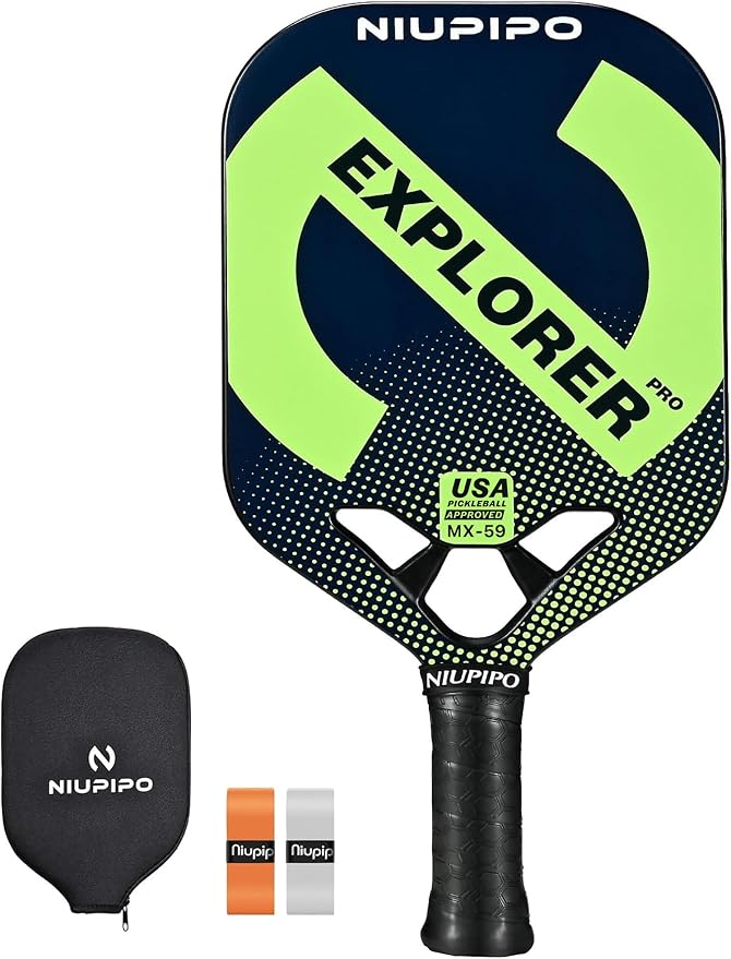 niupipo Pickleball Paddles Set of 2/4/1, USAPA Approved Carbon Fiber & Fiberglass Hybrid, Easy Power, Polypropylene Honeycomb Core, Cushioned 4.72" Grip, Bag/Cover, Pickleball Paddle Set for Men Women