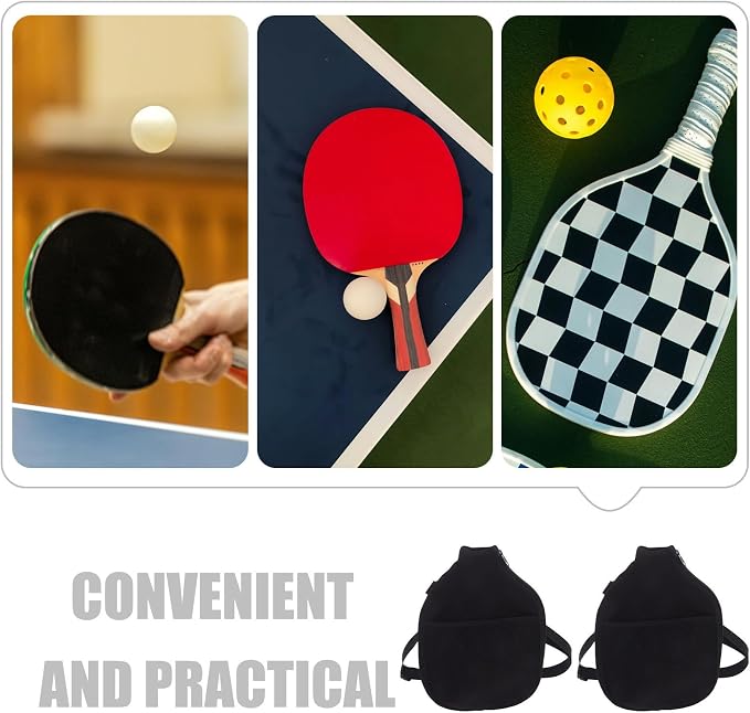 2pcs Table Tennis Racket Bag and Pickleball Paddle Case Waterproof Neoprene with Oxford Cloth, Wear-resistant Design, Mesh Storage Bag and Shoulder Strap for Beach Outings