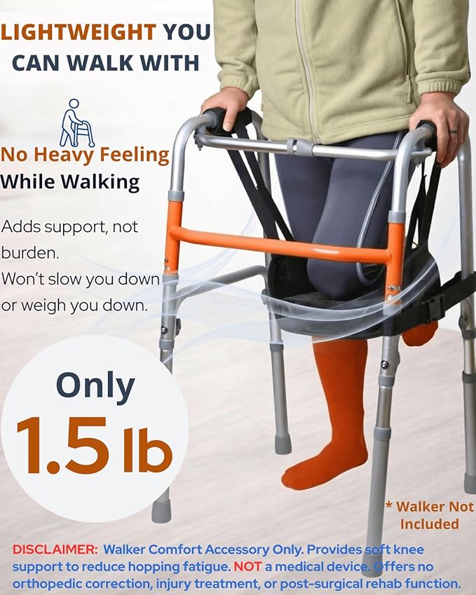 Walker Knee Sling, Adjustable Knee Rest with Padding for Surgery Recovery, Alternative to Crutches & Knee Scooters for Non Weight Bearing, Walker Accessories for Ankle/Foot Injuries