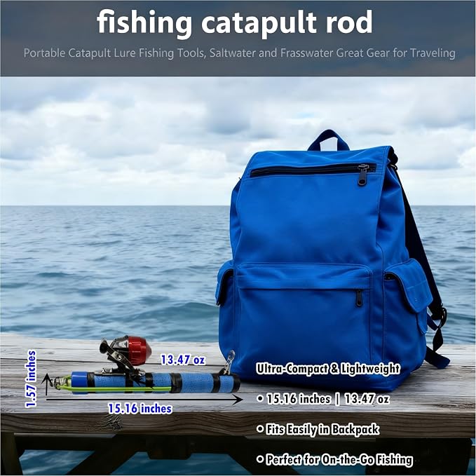 Fishing Catapult Rod Spincast Reel Portable Salt Fresh Water Gear | Upgraded Wrap Foam Grip, Anti-Slip & Freeze-Proof; Attach Sinkers to Hooks for Long Casting Distancer