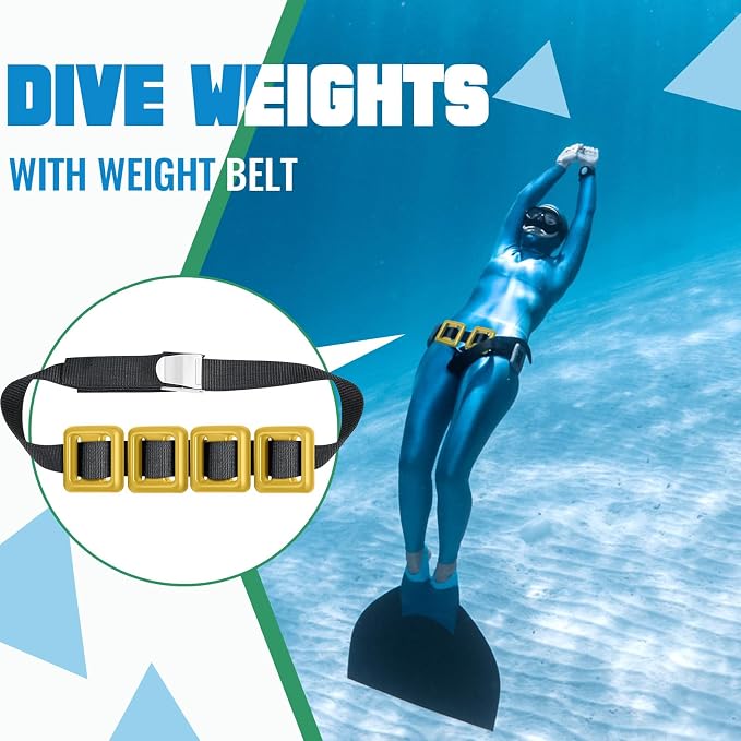 Tellegloww 4 Pcs 2.2 lb Dive Weights Belt for Scuba Diving Coated Dive Weights Nylon Dive Belt with 1 Metal Quick Release Buckle for Free Diving Spear Fishing