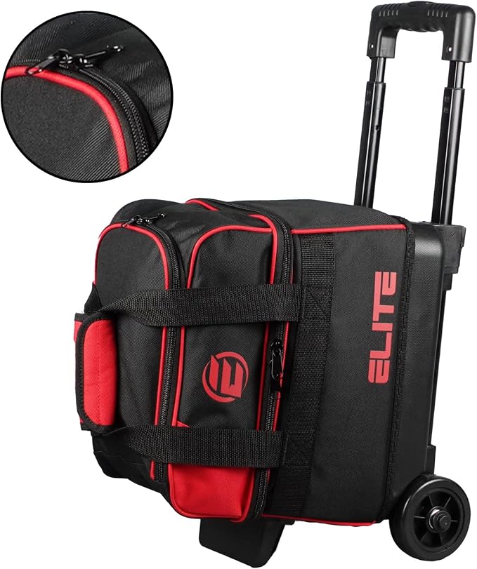 ELITE Basic Single Roller Bowling Ball Bag | Multiple Colors | Fits Up to Size 10.5 Shoes | Compact Design | Bowling Bags With Wheels