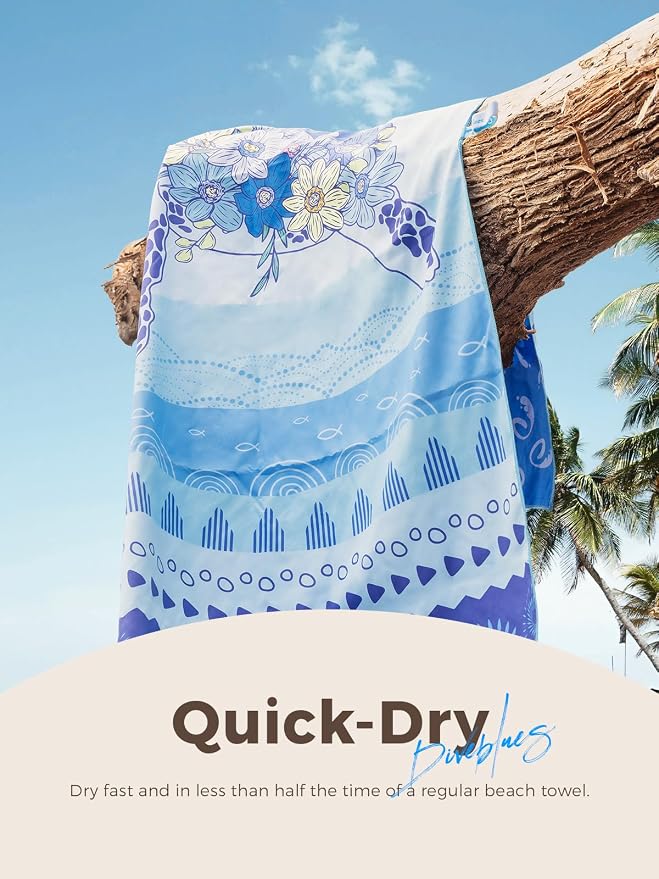 Diveblues 2Packs Microfiber Beach Towel, Sand Free Travel Towels, Oversize Large 71" x 32" Lightweight Towel, Quick Dry, SuperAbsorbent, for Camping, Pool, Gym, Yoga, Women Men Kids Beach Essentials