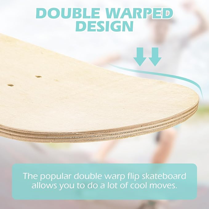 Honoson 16 Pcs Blank Skateboard Decks Bulk 32 x 8 Inch 7 Ply Maple Wooden Plain Skate Decks Natural Wood Double Tail Skateboard for Art Painting Wall Home Decoration