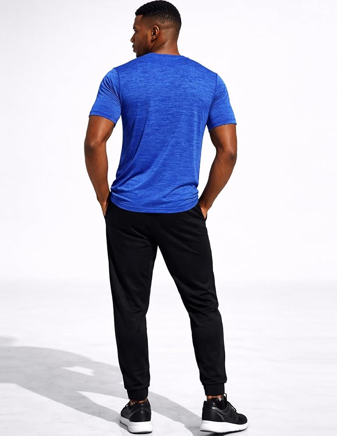5 Pack Men’s Active Quick Dry Crew Neck T Shirts | Athletic Running Gym Workout Short Sleeve Tee Tops Bulk