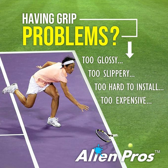 ALIEN PROS Tennis Racket Grip Tape (6 Grips) – Precut and Light Tac Feel Tennis Grip – Tennis Overgrip Grip Tape Tennis Racket – Wrap Your Racquet for High Performance (6 Grips)