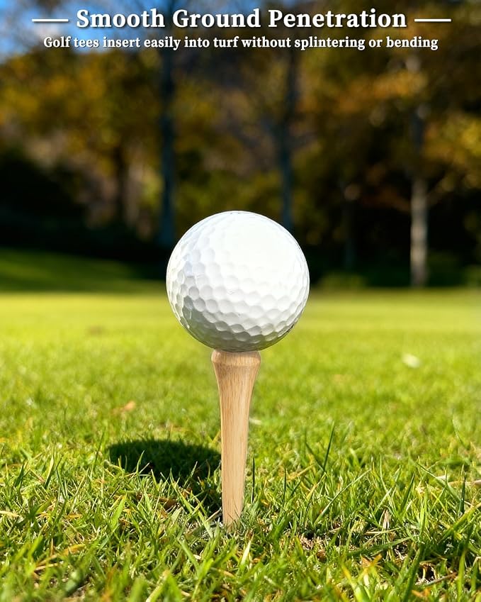 ATPEAM Bamboo Golf Tees 3-1/4'' Golf Tees More Stable Reduce Side Spin and Friction (1000 pcs)