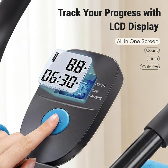 DUMOS Ab Workout Equipment for Home Gym, Exercise Machine Abs Trainer, Full Body Fitness System Adjustable for Abdominal Stomach Training, LCD Display, Knee Protection