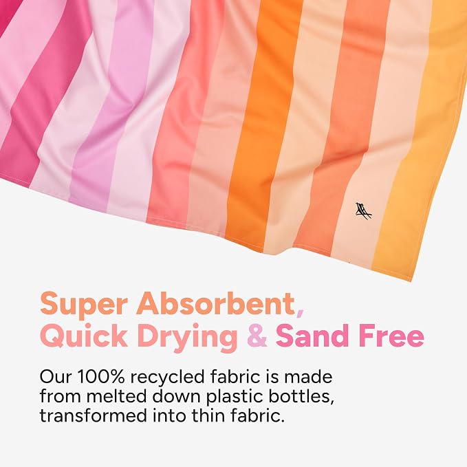 Dock & Bay Quick Drying Towel - for Sports & Gym - Compact, Lightweight - 100% Recycled - Includes Bag - Summer - Miami Sorbet, Extra Large (200x90cm, 78x35)