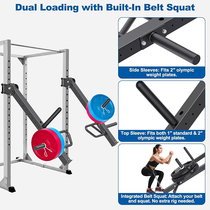 SELEWARE Squat Rack Attachment, Y-Shaped Dip Bar Attachment, Nordic Hamstring Curl Attachment and Lever Arms for 2x2 or 3x3 Power Rack with 5/8" or 1" Hole, Power Cage Accessories for Home Gym